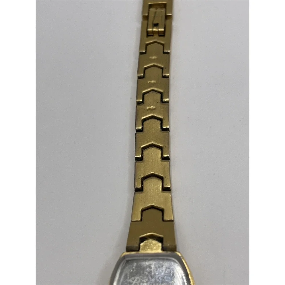 Beauvais‎ Diamond Women's Quartz Watch Gold Band Black Dial- New Battery